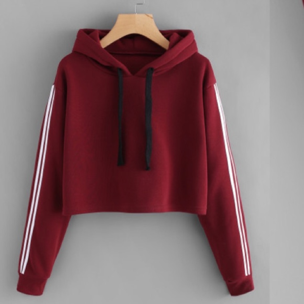 Striped long sleeve cropped hoodie